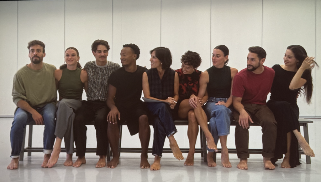 Photo by Karen Salkin, (as is the one above,) of part of BodyTraffic's farewell pre-show video.